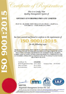 OPTIMUS ENVIROPRO PRIVATE LIMITED ISO Certificate